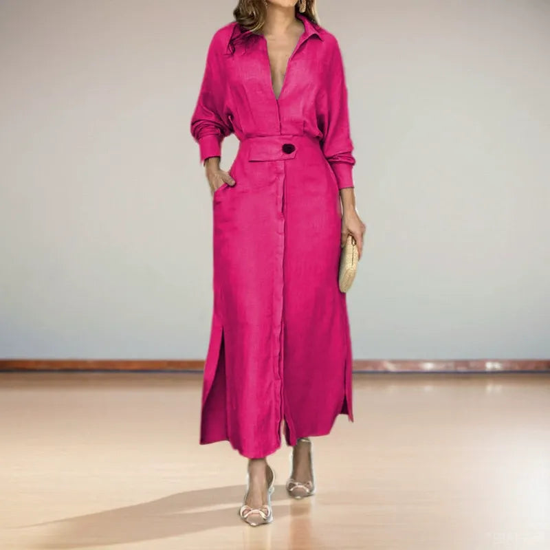 Cotton And Linen Solid Color Maxi Dress